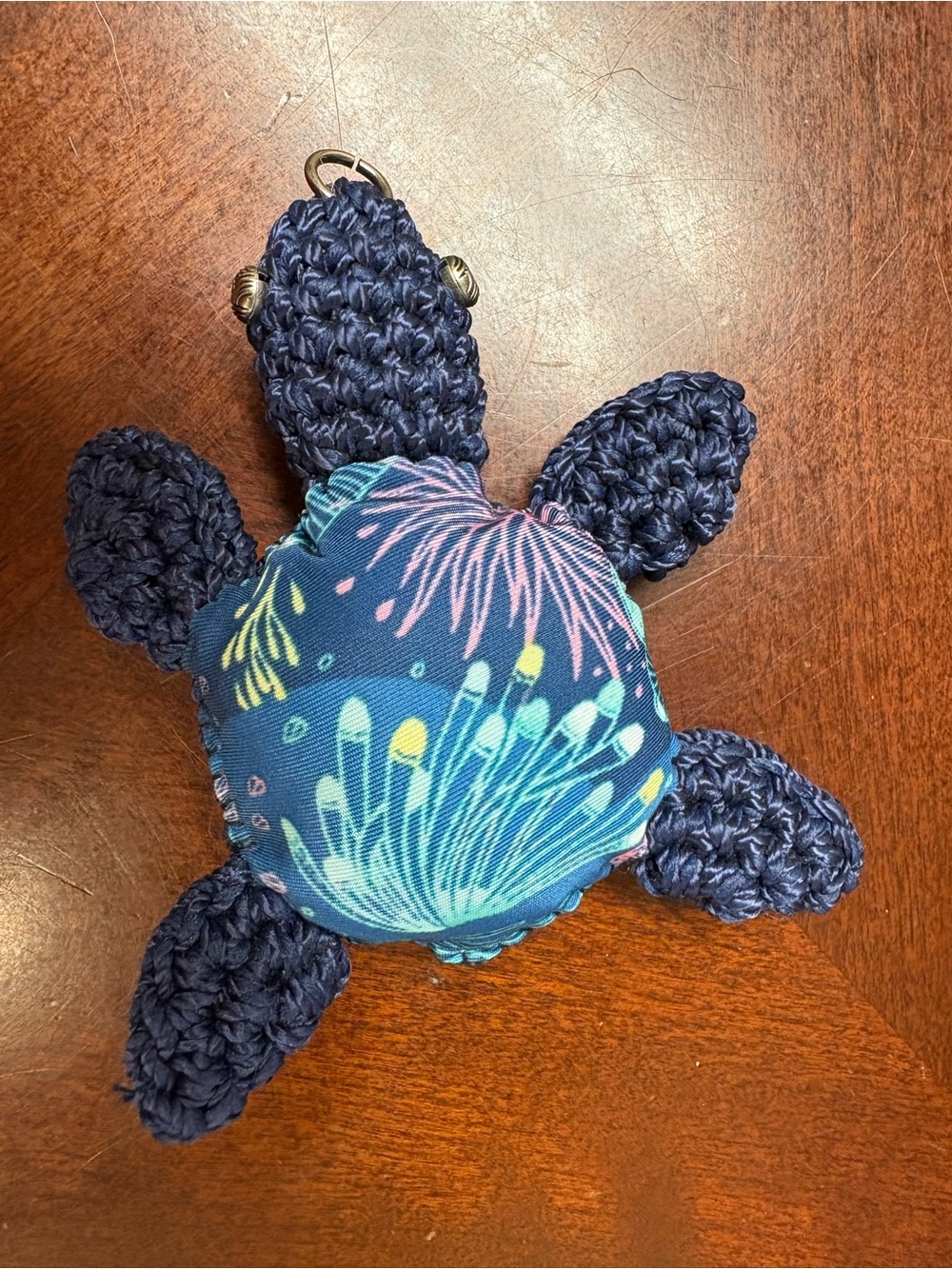 Navy Blue Turtle Plush Keychain - Decorative Soft Toy